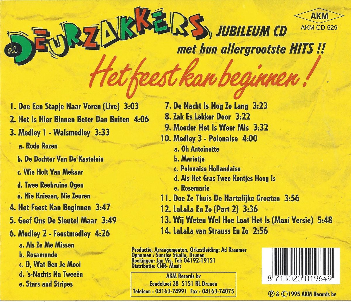 De Deurzakkers Het Feest Kan Beginnen (Jubileum CD), de deurzakkers CD (album) bol