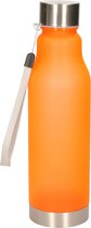 Waterfles/drinkfles/sportfles - oranje - kunststof/rvs - 600 ml