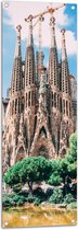 Tuinposter – Sagrada Familia in Barcelona, Spanje - 40x120 cm Foto op Tuinposter (wanddecoratie voor buiten en binnen)