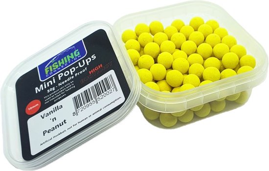 Mini Fluo Pop-Ups 'Vanilla 'n Peanut' 10mm - 50g - Method Feeder Aas/voer - Mini boilies/popups van MINI — afbeelding 2