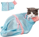Verzorgingstas Kat- Mesh Tas voor Huisdieren- Waszak voor Katten - Roze - Blauw