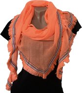 Lange Dunne Driehoekige Sjaal - Neon Oranje - 180 x 75 cm (0356)