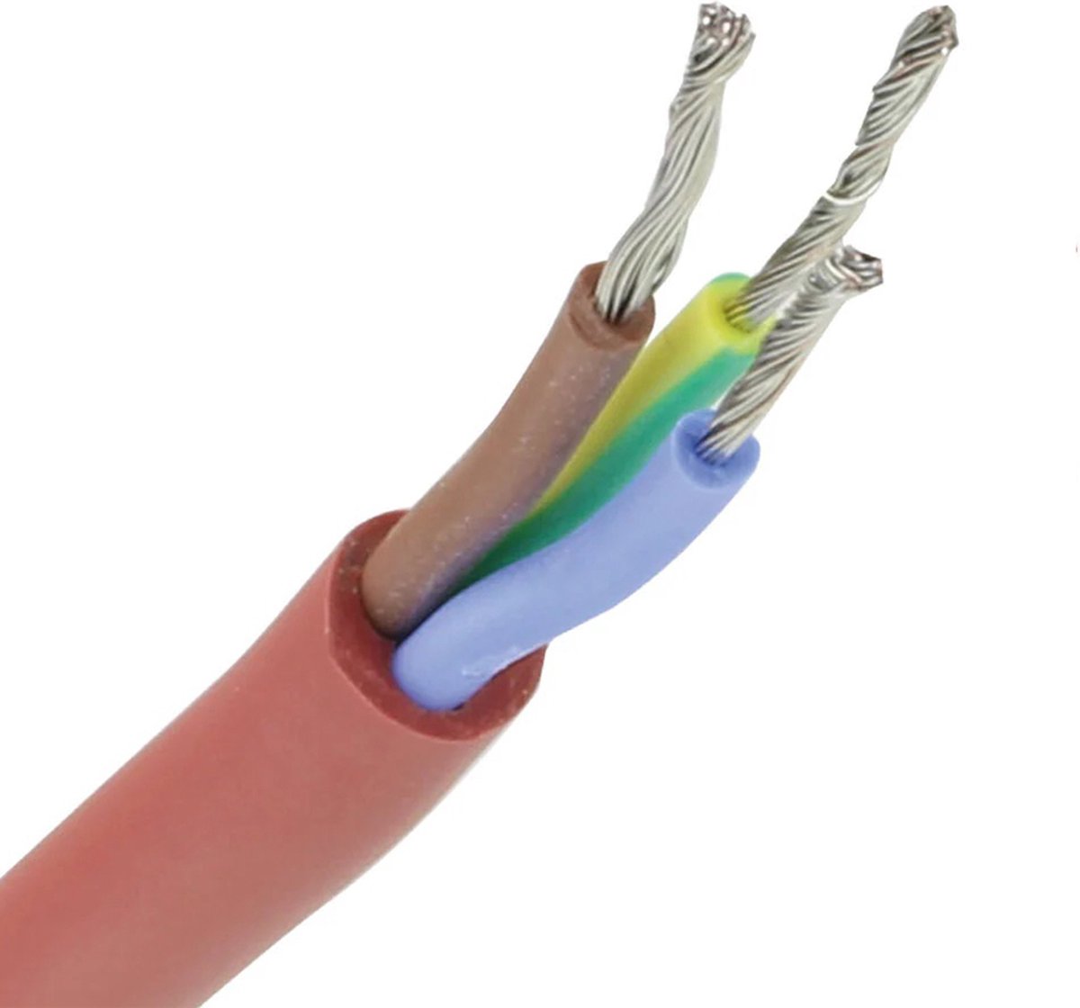 Siliconenkabel rond - 3x1,50mm² - 180 Graden - Rood - 100 meter