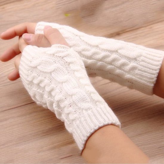 Winkrs - Dames Vingerloze Handschoenen - Polswarmers Wit