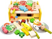 Houten BBQ Set Speelgoed - Keukenspullen - BBQ - Interactieve spellen Speelgoed voor jongens en meisjes van 1 tot 3 jaar- Kerst cadeau voor kinderen