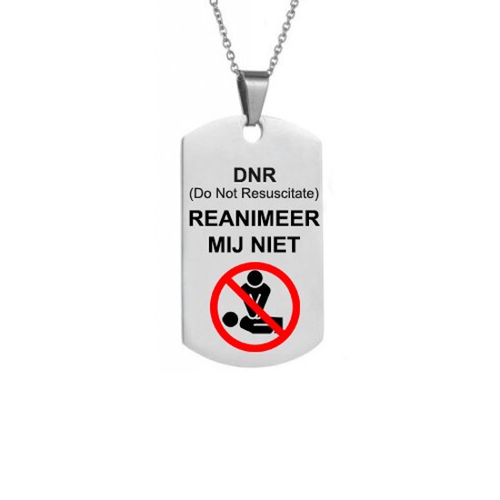 Niet Reanimeren Penning - Ketting - Reanimeer Mij Niet - DNR - Do Not  Resuscitate -... | bol.com