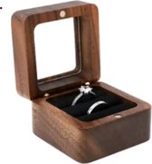 Ringdoosje hout - één of twee ringen - sieradendoos - huwelijk - aanzoek - bruiloft - walnoot - oorbellen doosje - cadeau - huwelijksaanzoek