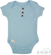 100% katoenen Romper Met Fijn Rib en Decoratieve Knoopjes Unisex 100% Katoen Kleur Blauw Maat 56/62 0-3 MND OEKO-TEX STANDARD 100