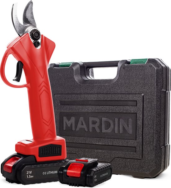 Mardin - Elektrische Snoeischaar - Inclusief Koffer - 2 Accu's - Rood