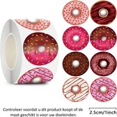 Rol met 500 Donut Stickers - 2.5 cm diameter - Gebak - Cake - Taart - Patisserie - Decoratie - Versiering