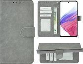 Geschikt voor Samsung Galaxy A53 5G Hoesje - Bookcase - A53 5G Hoesje - Pu Leder Wallet Book Case Grijs Cover