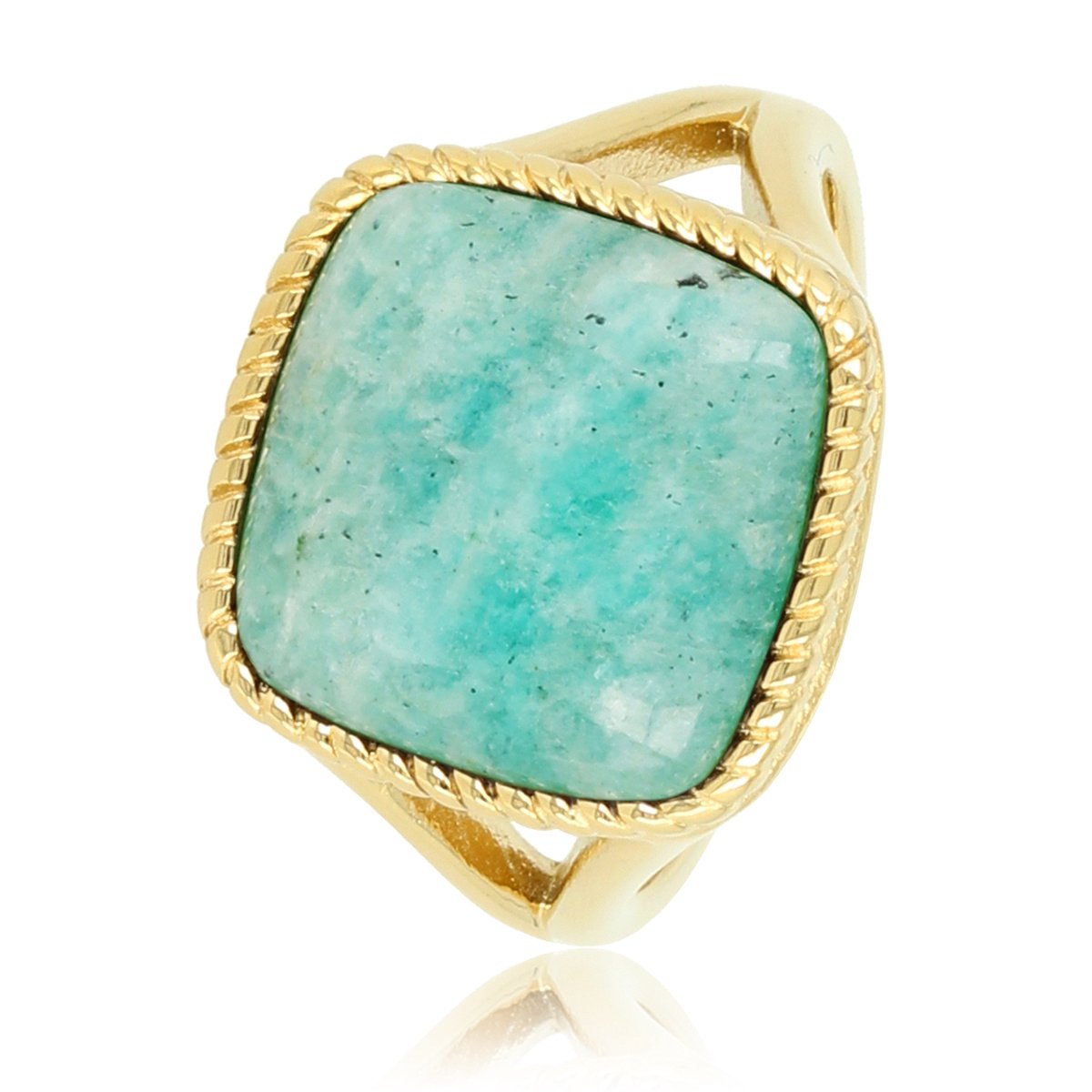 My Bendel - Ring goud met Amazonite edelsteen - Ring goud met Amazonite edelsteen - Met luxe cadeauverpakking