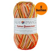 5 pelotes de Fil à crocheter - couleur Oranje/ marron / jaune mélangé (9075) - Cotton queen multi yarn