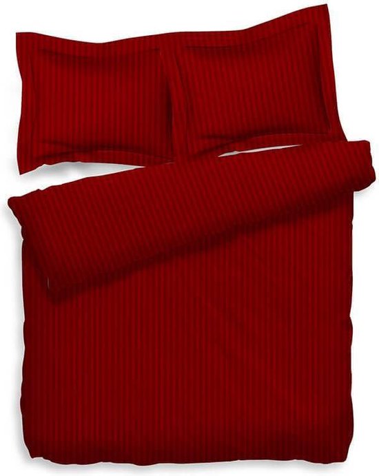 formaat vervangen Bloesem Dekbedovertrek Uni Stripe - Rood - 2-persoons (200 x 200/220 cm) -  Katoensatijn -... | bol.com