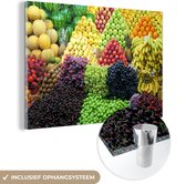 MuchoWow® Glasschilderij 30x20 cm - Schilderij acrylglas - Fruit - Kraam - Turkije - Foto op glas - Schilderijen