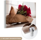 MuchoWow® Glasschilderij - Rozen voor valentijn - 90x60 cm - Acrylglas Schilderijen - Foto op Glas