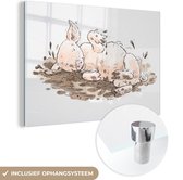 MuchoWow® Peinture sur verre 120x80 cm - Peinture sur verre acrylique - Illustration d'un porcelet dans la boue - Photo sur verre - Peintures