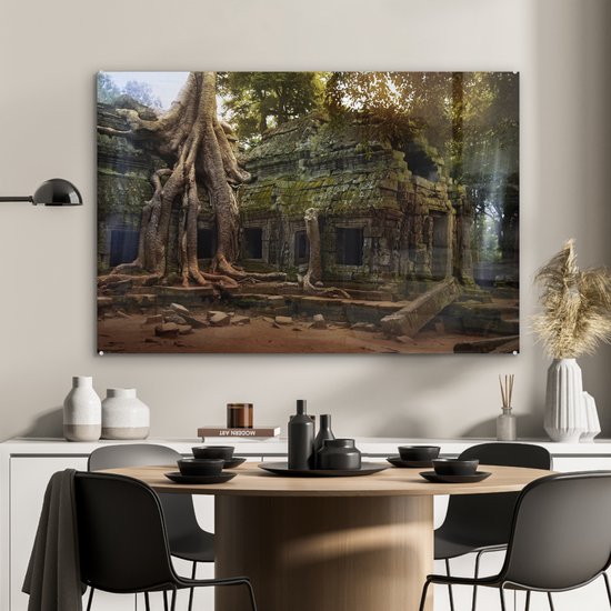 Racines d'arbres sur l'ancien temple Ta Prohm à Angkor Wat Plexiglas 120x80 cm - Tirage photo sur Glas (décoration murale en plexiglas)