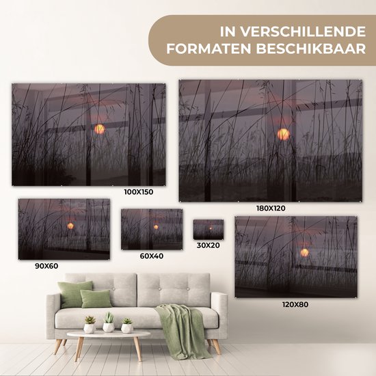 MuchoWow® Peinture sur verre 60x40 cm - Peinture sur verre acrylique - Le coucher de soleil à Emas - Photo sur verre - Peintures