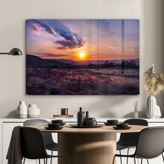 Peinture sur Verre - Coucher de Soleil sur la Lande - 120x80 cm - Peintures sur Verre Peintures - Photo sur Glas