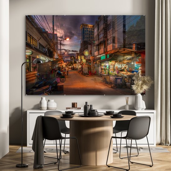 MuchoWow® Peinture sur verre - Rue au crépuscule - 180x120 cm - Peintures sur verre acrylique - Photo sur Glas