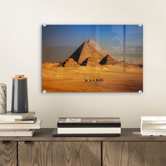 Peinture sur verre - Pyramides dans le désert - 30x20 cm - Peintures Plexiglas
