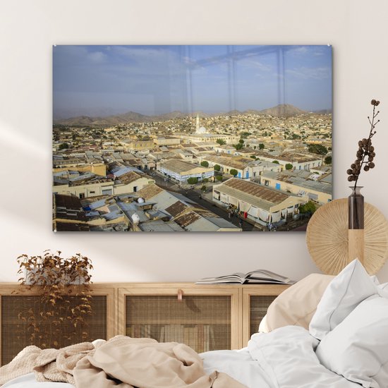 MuchoWow® Peinture sur Verre - Vue A Vol d'Oiseau de Keren - 90x60 cm - Peintures sur Verre Peintures - Photo sur Glas