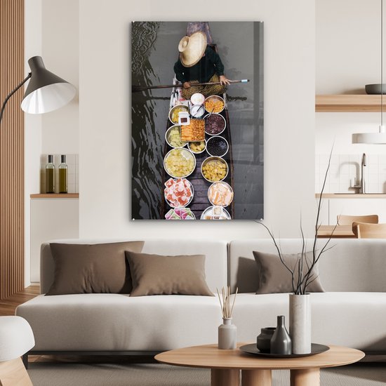 Peinture sur Verre - Thailand Floating Market - 80x120 cm - Peintures sur Verre Peintures - Photo sur Glas