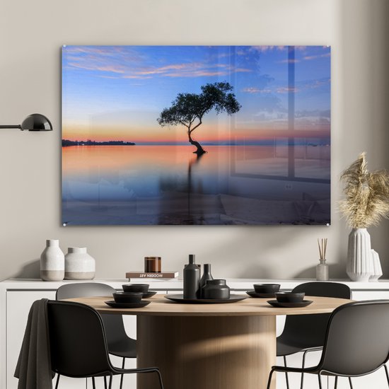 MuchoWow® Peinture sur verre 120x80 cm - Peinture sur verre acrylique - Arbre dans l'eau - Photo sur verre - Peintures