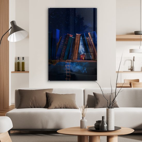 Peinture sur Verre - Maison Abandonnée Entre les Livres - 60x90 cm - Peintures sur Verre Peintures - Photo sur Glas