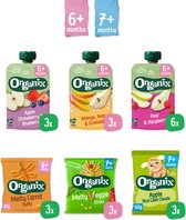 Organix Biologische Baby Snack Box 6+ Maanden – Tussendoortjes, Snacks en Knijpfruit - 26 stuks
