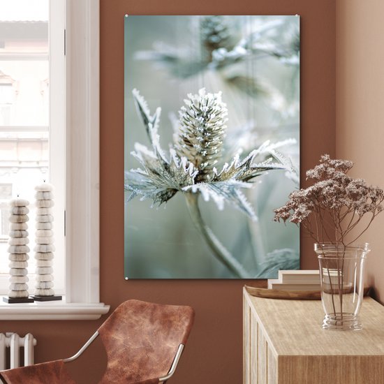 MuchoWow® Peinture sur verre 80x120 cm - Peinture sur verre acrylique - Bloem - Vert - Glace - Photo sur verre - Peintures