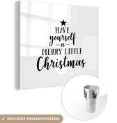 MuchoWow® Peinture sur verre 90x90 cm - Peinture sur verre acrylique - Citation de Noël "Passez un joyeux petit Noël" avec fond blanc - Photo sur verre - Peintures