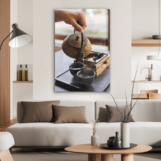 Peinture sur verre - Théière or asiatique - 80x120 cm - Peintures sur verre acrylique - Photo sur Glas