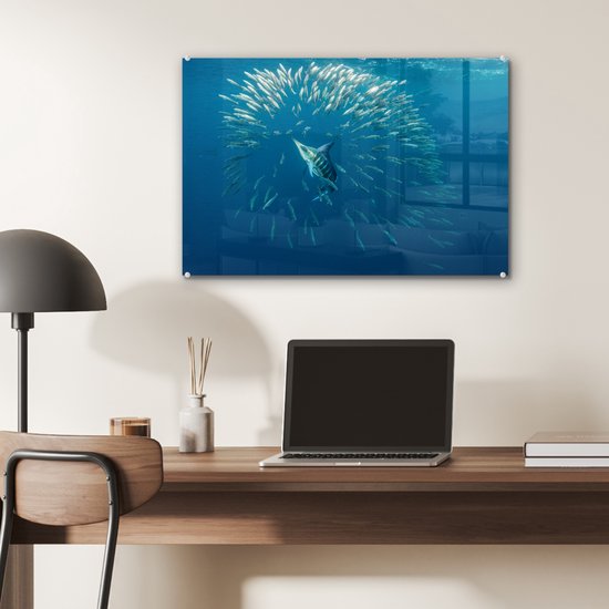 Peinture sur Verre - Espadon - Blauw - Water - 60x40 cm - Peintures sur Verre Peintures - Photo sur Glas