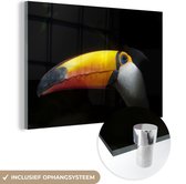 MuchoWow® Peinture sur verre 60x40 cm - Peinture acrylique sur verre - Gros plan d'un toucan au bec orange - Photo sur verre - Peintures