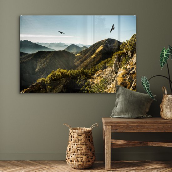 Peinture sur Verre - Alpes - Vogels - Forêt - 120x80 cm - Peintures sur Verre Peintures - Photo sur Glas
