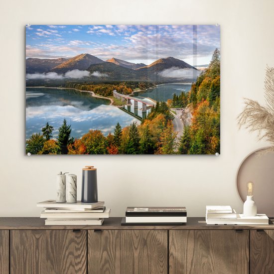 Peinture sur Verre - Alpes - Pont - Forêt - 60x40 cm - Peintures sur Verre Peintures - Photo sur Glas