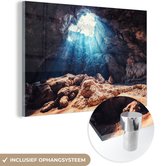 Peinture sur verre MuchoWow® - Grotte avec un bon éclairage - 30x20 cm - Peintures sur verre acrylique - Photo sur Glas