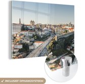 MuchoWow® Peinture sur verre 150x100 cm - Peinture sur verre acrylique - Pont - Porto - Portugal - Photo sur verre - Peintures