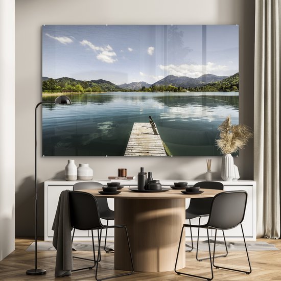Peinture sur verre - Un lac bleu clair avec une jetée - 150x100 cm - Peintures sur Verre Peintures - Photo sur Glas