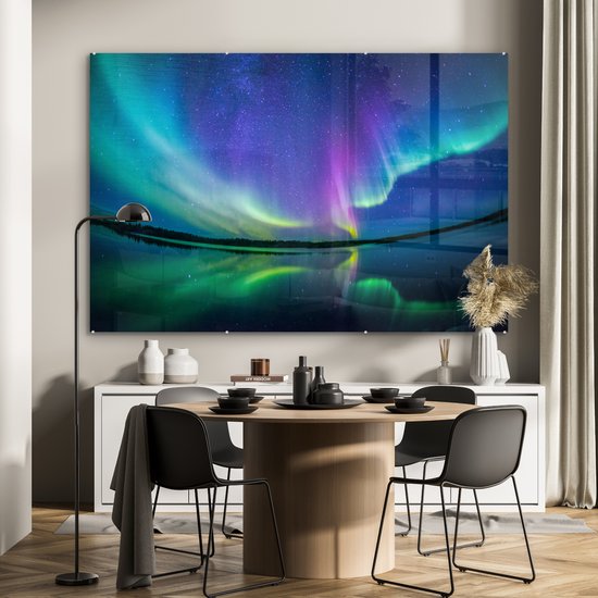 Peinture sur verre - Aurores boréales - Ciel étoilé - Reflet - 150x100 cm - Peintures Plexiglas