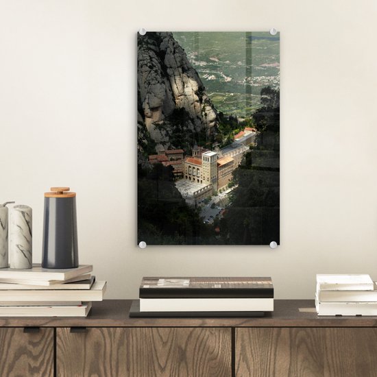 Monastère de Montserrat entre les montagnes Glas 20x30 cm - petit - Tirage photo sur Glas (décoration murale en plexiglas)