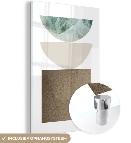 MuchoWow® Peinture sur verre 100x150 cm - Peinture sur verre acrylique - Formes géométriques - Minimalisme - Pastel - Photo sur verre - Peintures