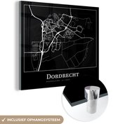 MuchoWow® Glasschilderij 50x50 cm - Schilderij acrylglas - Kaart - Dordrecht - Plattegrond - Stadskaart - Foto op glas - Schilderijen