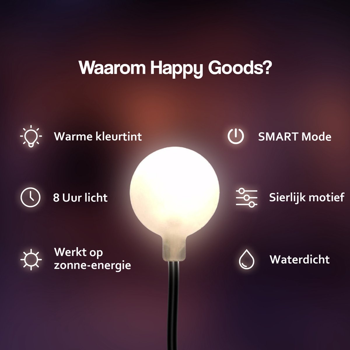 Tuinverlichting op basis van zonne-energie, voor buitenshuis, waterdicht, sfeerverlichting op basis van zonne-energie met