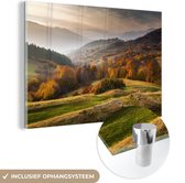 MuchoWow® Glasschilderij 120x80 cm - Schilderij acrylglas - Rhodopean landschap - Foto op glas - Schilderijen