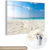 MuchoWow® Glasschilderij 90x60 cm - Schilderij acrylglas - Strand - Licht - Zon - Foto op glas - Schilderijen