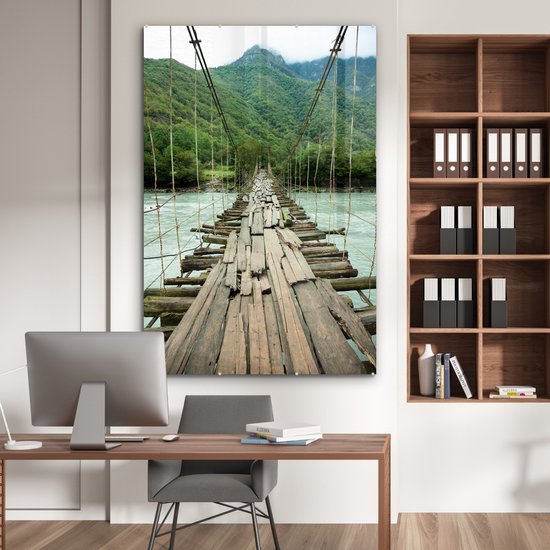 Peinture sur Verre - Pont - Bois - Rivière - 100x150 cm - Peintures sur Verre Peintures - Photo sur Glas