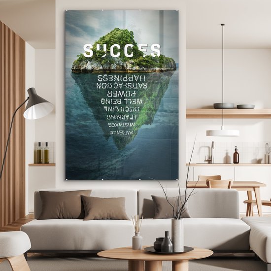 ® Glasschilderij 100x150 cm - Schilderij acrylglas - Landschap - Quote - Succes - Foto op glas - Muurdecoratie woonkamer - Wanddecoratie slaapkamer - Schilderijen